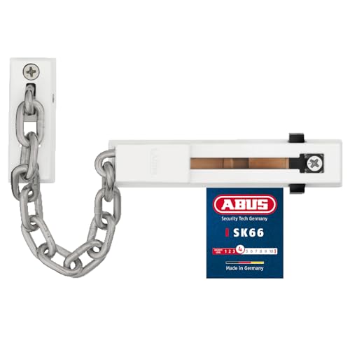 ABUS SK66 door chain for front and apartment doors – safety chain with child safety lock suitable for left and right closing doors – white on sale