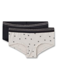 Thumbnail for Sanetta Girls' Cut Briefs (Twin Pack) Off-White & Dark Gray | High-quality and sustainable cotton underwear for girls. Contents: Set of 2 underwear for girls size 152 on sale