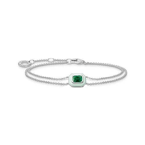 Thomas Sabo Damen Armband mit grünem Stein Silber, 925 Sterlingsilber mit Oktagon-Anhänger, Länge: 16-19 cm, A2095-496-6-L19v im Sale