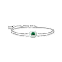 Thumbnail for Thomas Sabo Damen Armband mit grünem Stein Silber, 925 Sterlingsilber mit Oktagon-Anhänger, Länge: 16-19 cm, A2095-496-6-L19v im Sale