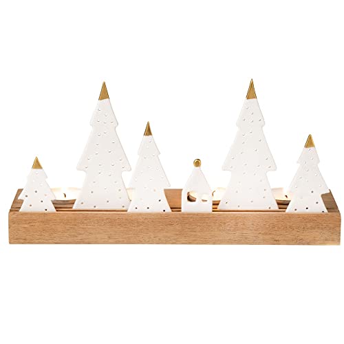 Räder Living Xmas Lichtobjekt Tannen aus Porzellan und Akazienholz in der im Sale