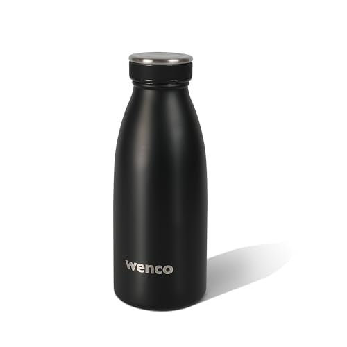 wenco Trinkflasche Edelstahl 0,35l / 350ml isoliert und auslaufsicher für kalte und heiße Getränke auch als Thermoskanne verwendbar BPA frei – schwarz im Sale