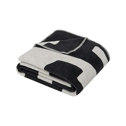 Ibena Bakar Decke 150 x 200 cm - Baumwollmix, weich, warm & waschbar, Kuscheldecke abstrakt schwarz weiß im Sale