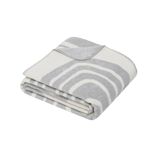 Ibena Telawi 150x 200 cm - Baumwollmix, weich, warm & waschbar, Kuscheldecke abstrakt grau weiß im Sale
