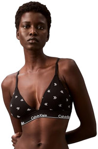 Thumbnail for Calvin Klein Women's Triangle Bra with Removable Pads, Black (Black Diamond Logo Print), on Sale