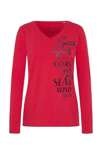SOCCX Damen Longsleeve mit V-Ausschnitt und Glitter-Puff-Prints Blue Navy im Sale