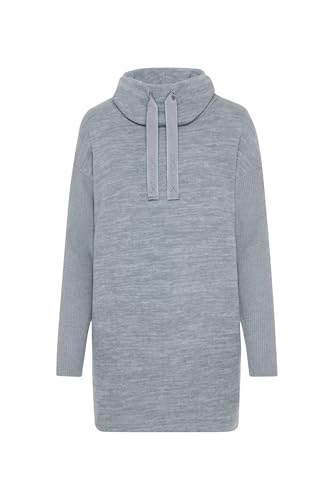 SOCCX Damen Meliertes Strickkleid mit Rollkragen Cold Grey Melange im Sale