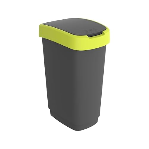Rotho Twist Mülleimer 50l mit Deckel, Kunststoff (PP recycelt) , schwarz/gelb, 50l (40.1 x 29.8 x 60.2 cm) im Sale
