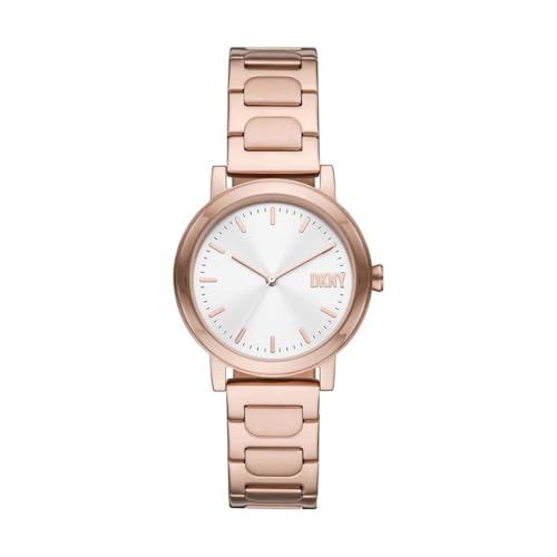 DKNY Damenuhren Soho D, Dreizeiger Uhrwerk, 34mm Rose Gold Edelstahlgehäuse mit Edelstahlarmband, NY6622 im Sale