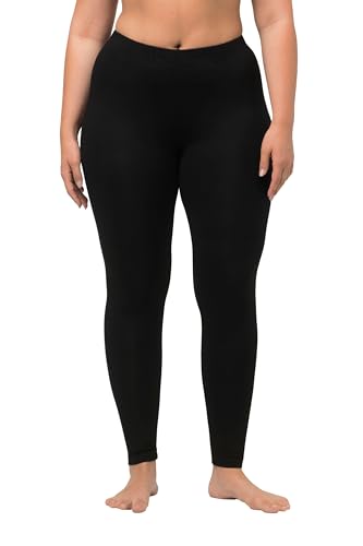 Ulla Popken Damen Leggings, Wadenlang, Schmales Bein, Elastikbund, Schwarz, 54/56 EU im Sale