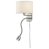 Thumbnail for Trio Leuchten Wandleuchte Hotel 271170201, Metall Nickel Matt, Stoffschirm Weiß, E14, LED 1 x 3.1 Watt im Sale