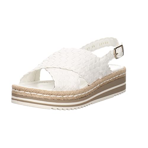 Pons quintana Damen Sandalen Milan Sandale Glattleder Fußbett Bequem Freizeit uni Damen Sandale Leder Flechtoptik weiß im Sale