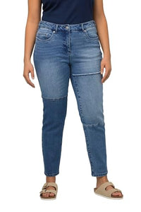 Thumbnail for Ulla Popken Damen Denim mit Patch Jeans, Blue Denim, 46 EU im Sale