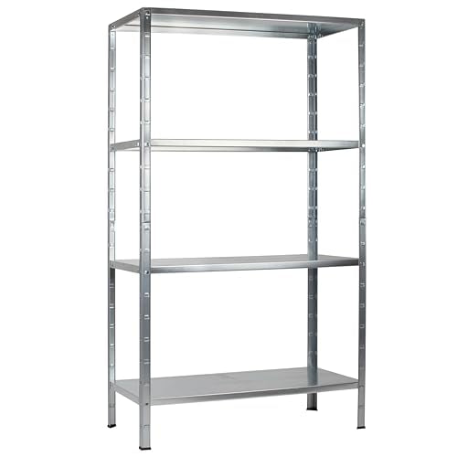 SCHULTE Regalwelt Steckregal mit 4 PowerMAX Fachböden, 50 kg Tragkraft, 137x75x30 cm (HxBxT), verzinkt (Lagerregal, Werkstattregal, Kellerregal, Garagenregal, Metallregal im Sale