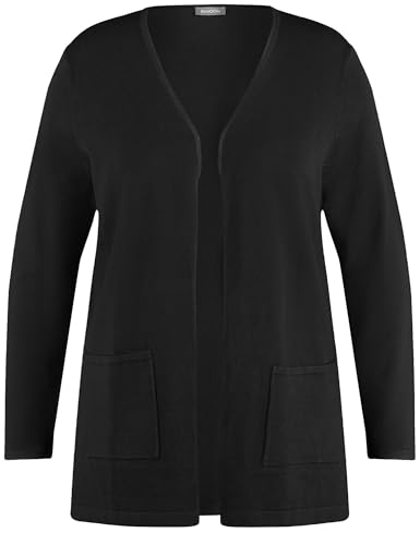 Samoon Damen Lange Basic-Strickjacke Langarm unifarben Black 46 im Sale