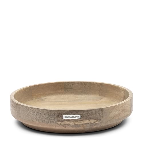 Riviera Maison Decorative Bowl Brown, Serving Platter, Round Tray with Rim, Home Accessory - Scott Serving Bowl - Wood - (ØxH) 32x7 on Sale