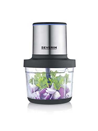 SEVERIN Cordless Battery-Powered Universal Chopper, Multi-Chopper for coarse and fine chopping, Chopper with extensive accessories, matt black/brushed stainless steel, KM 3866 on sale