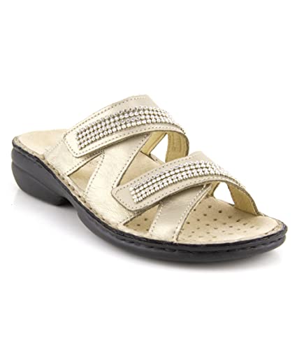 Medima, women's shoe with removable footbed, adjustable laces with rip and glitter, platinum, 37 EU on sale