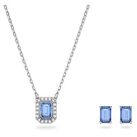 Thumbnail for Swarovski Una Set, Blue and Rhodium-Plated Necklace and Earrings with Radiant Swarovski Crystals on Sale