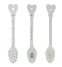 Thumbnail for Bastion Collections BC Löffel Hearts Happy Smile 3tlg. Set Keramik Weiss grau Keramikbesteck Spoon Küche Besteck Gedeckter Tisch im Sale
