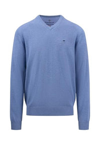 Thumbnail for FYNCH-HATTON Soft fine-knit V-neck sweater Crystal Blue / 3 on sale