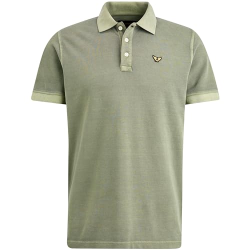 PME Legend Herren Poloshirt Short sleeve polo Garment dyed pique deep lichen green oliv - im Sale