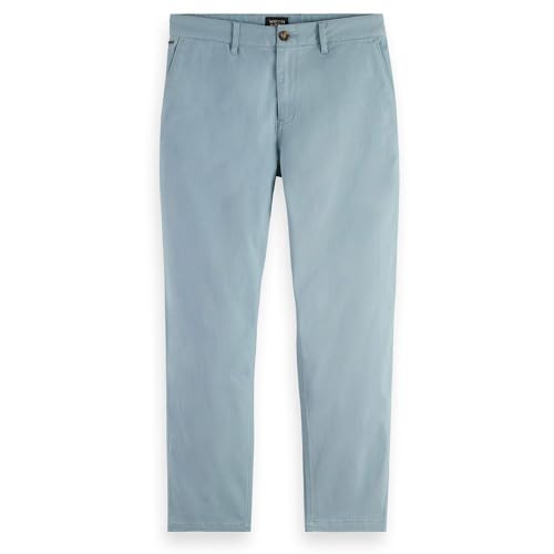 Scotch & Soda Herren Drift - Regular-Tapered Twill Chino Pants, Bay Blue 7437, 33W / 30L EU im Sale