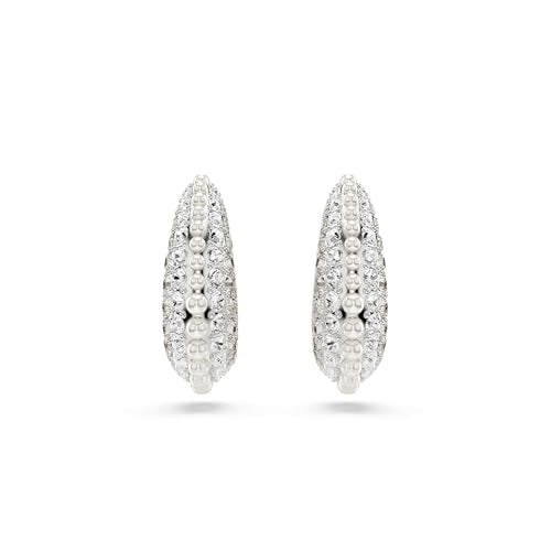 Swarovski Sublima Drop Earrings, Crystal Pearl, Round Cut, White, Rhodium-Plated on Sale