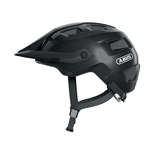 ABUS MTB Helmet MoTrip - Robust bicycle helmet with height-adjustable visor for mountain bikers - Individual fit - Unisex - Glossy Black, L, (57-61 cm) on sale