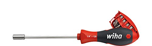 Wiha Schraubendreher mit Bit Magazin magnetisch gemischt mit 8 Bits, 1/4 I Bithalter I Bitsatz I platzsparend I kompakt I stabil (33007)