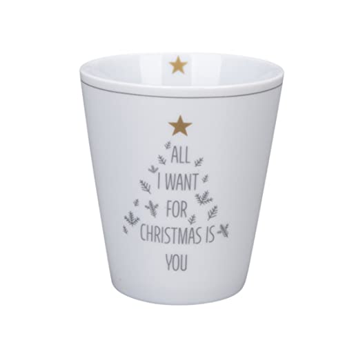Krasilnikoff - Becher, Kaffeebecher, Happy Mug - All I Want for Christmas - Porzellan - weiß - (ØxH) 9 x 10 cm im Sale