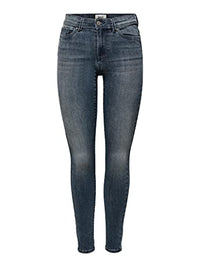 Thumbnail for ONLY Damen Skinny Fit Jeans | Normal Waist Denim Stretch Hose | Bleached Used Design ONLWAUW, Farben:Dunkelblau, im Sale