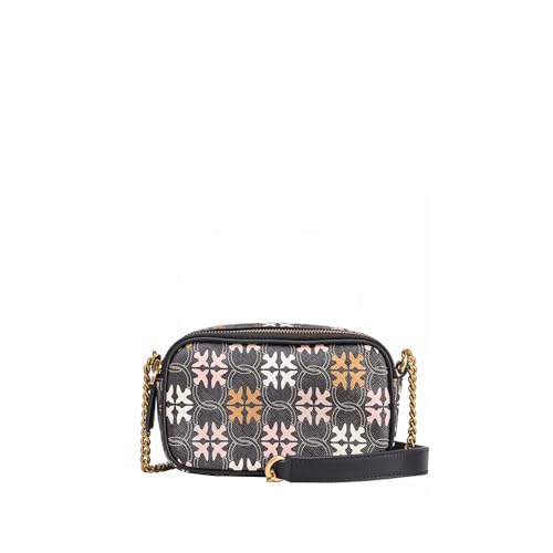 Pinko women's camera case made of PVC, logo print bag, Zm7q_black/brown/white Antique Go on sale