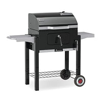 Thumbnail for LANDMANN Dorado Charcoal Grill | Double-walled lid with temperature display | Cast-iron enameled cooking grate & perforated charcoal tray | Large warming rack & 2 side tables [Black] on sale