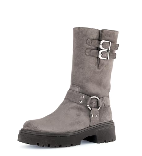 Gabor Damen Biker Boots, Frauen Stiefeletten,Best Fitting,Warmfutter,Booties,halbstiefel,Kurzstiefel,Mohair (Altsilber),40 im Sale