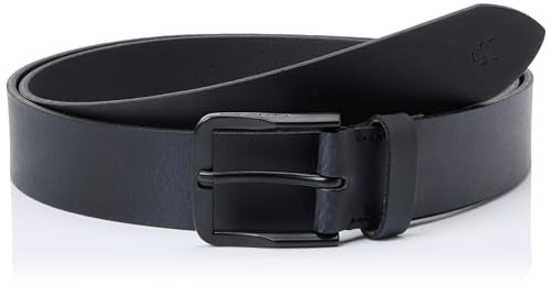 Calvin Klein Jeans Men's Classic Flat Leather Belt, Black (Black/Black), 130 cm on Sale