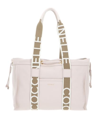 Coccinelle 2Day Signature Handbag Grained Leather Lambskin White on sale