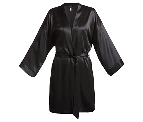 Palmers Damen Morgenmantel aus Seide Silky Nights Kimono, Schwarz (Schwarz 900), (Herstellergröße: (40-42)) im Sale