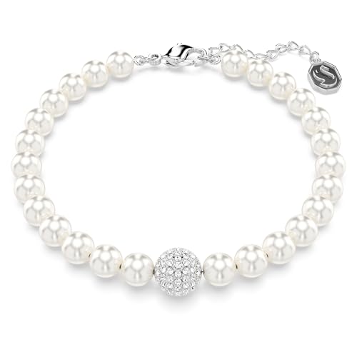 Swarovski Swa Remix Strand, Kristallperle, Weiß, Rhodiniert im Sale