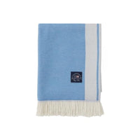 Thumbnail for LEXINGTON Striped Recycled Cotton Throw, White/Blue, 130x170