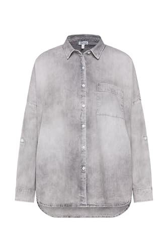 SOCCX Damen Oversized Denim-Bluse mit Print Blue Vintage S/ im Sale
