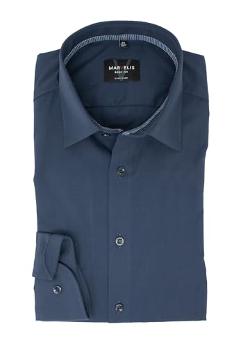 Marvelis Men's Business Shirt Body Fit Kent Collar Long Sleeve Plain Navy, Collar Size: 40 on Sale