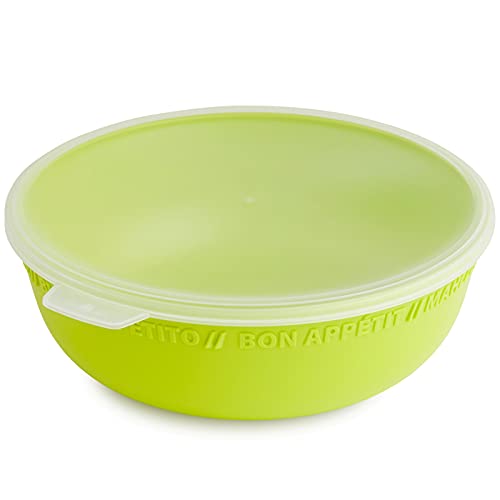 Rotho Tresa bowl 1.02 l with lid, food-safe plastic (PP) BPA-free, green/transparent, 1.02 l (19.5 x 18.2 x 6.2 cm) on sale
