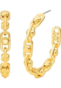 Thumbnail for Michael Kors Premium Astor Link Creolen aus platiniertem Messing für Damen, MKJ8358040 im Sale