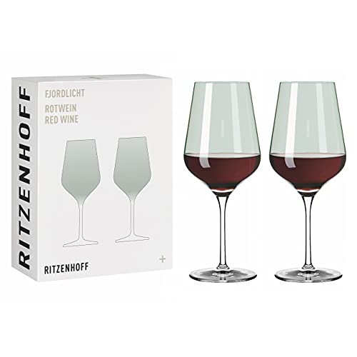 RITZENHOFF 3631004 Rotweinglas 500 ml - Serie Fjordlicht Nr. 4, 2 Stück mit Farbverlauf Green - Made in Germany im Sale