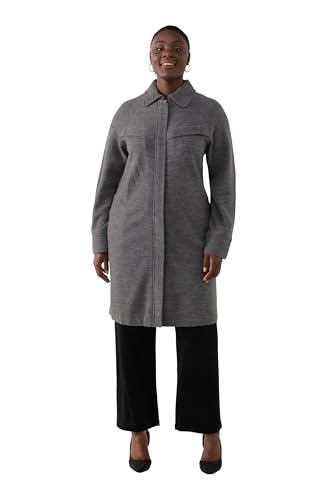 Ulla Popken Damen Indoormantel Boiled Wool Indoorjacken, hellgrau mélange, 46-48 im Sale