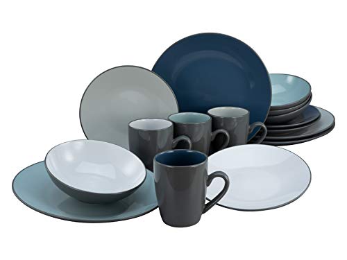 CreaTable, 23535, Sea Breeze series, 16-piece tableware set, combination service made of stoneware, dishwasher and microwave safe, quality production on sale