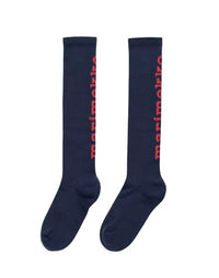 Thumbnail for Marimekko Suikea Logo Knie Socken, Blau/rot im Sale