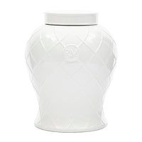 Thumbnail for Riviera Maison pot white, flowerpot, with lid, checked, large vase, handmade - RM Piombino Ginger Pot - Porcelain - (ØxH) 21.5x27 on sale