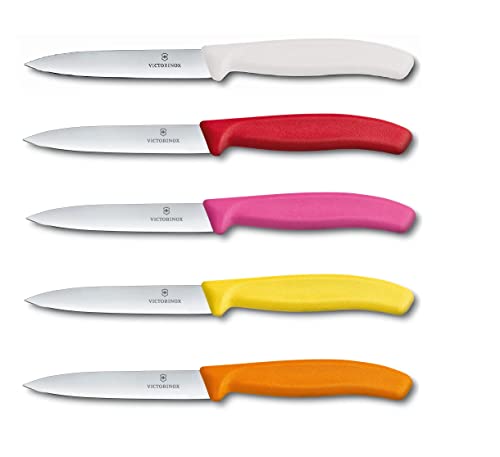 Victorinox 5-tlg Gemüsemesser Set Swiss Classic Multicolor – 10 cm ohne Wellenschliff – Tomatenmesser im Sale